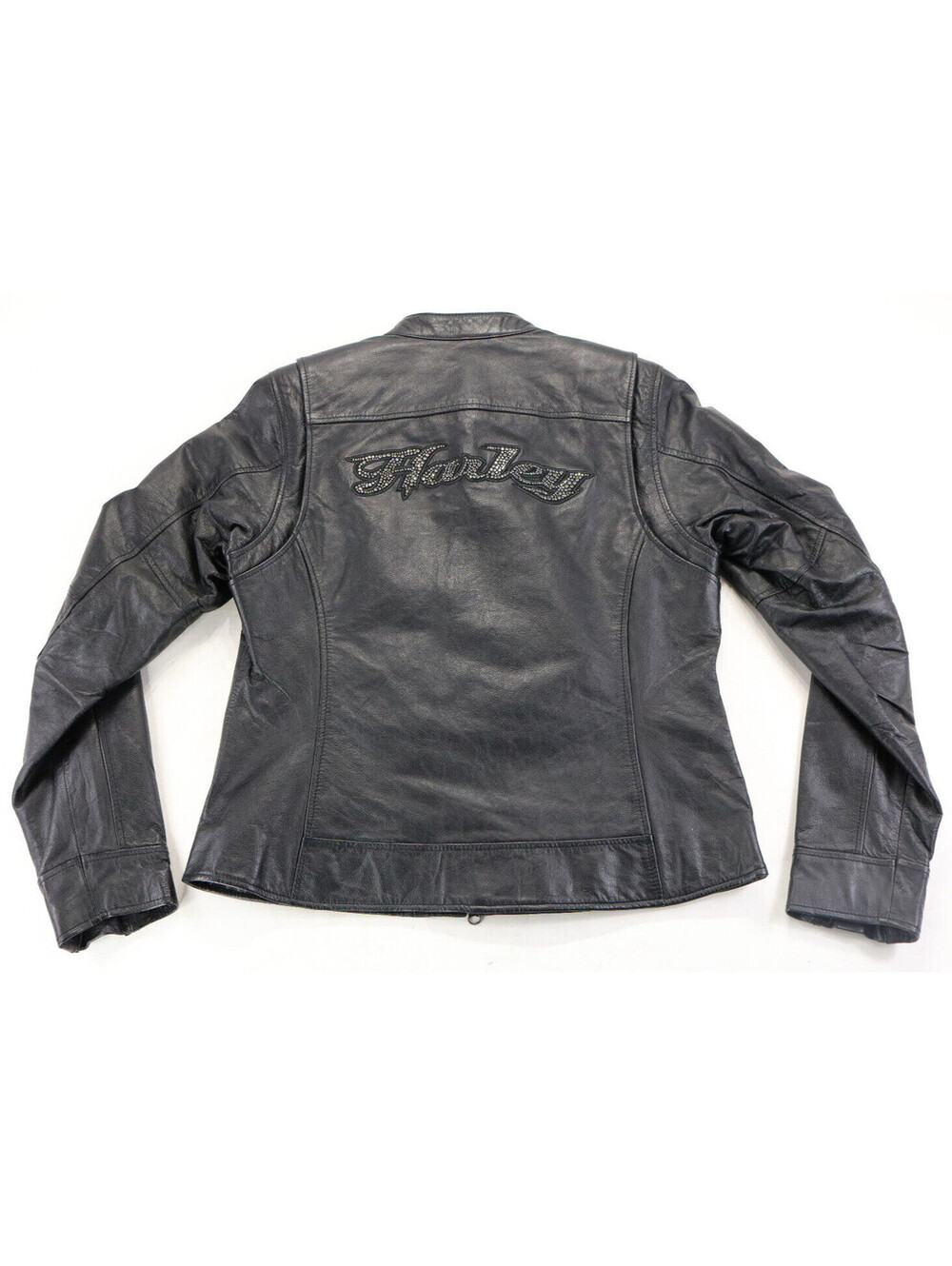 harley davidson Bling jacket M black leather soft zip pockets bar zip 97049 nwt